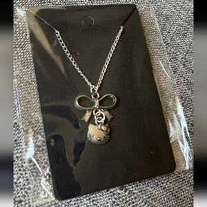 Silvertoned Hello Kitty bow necklace